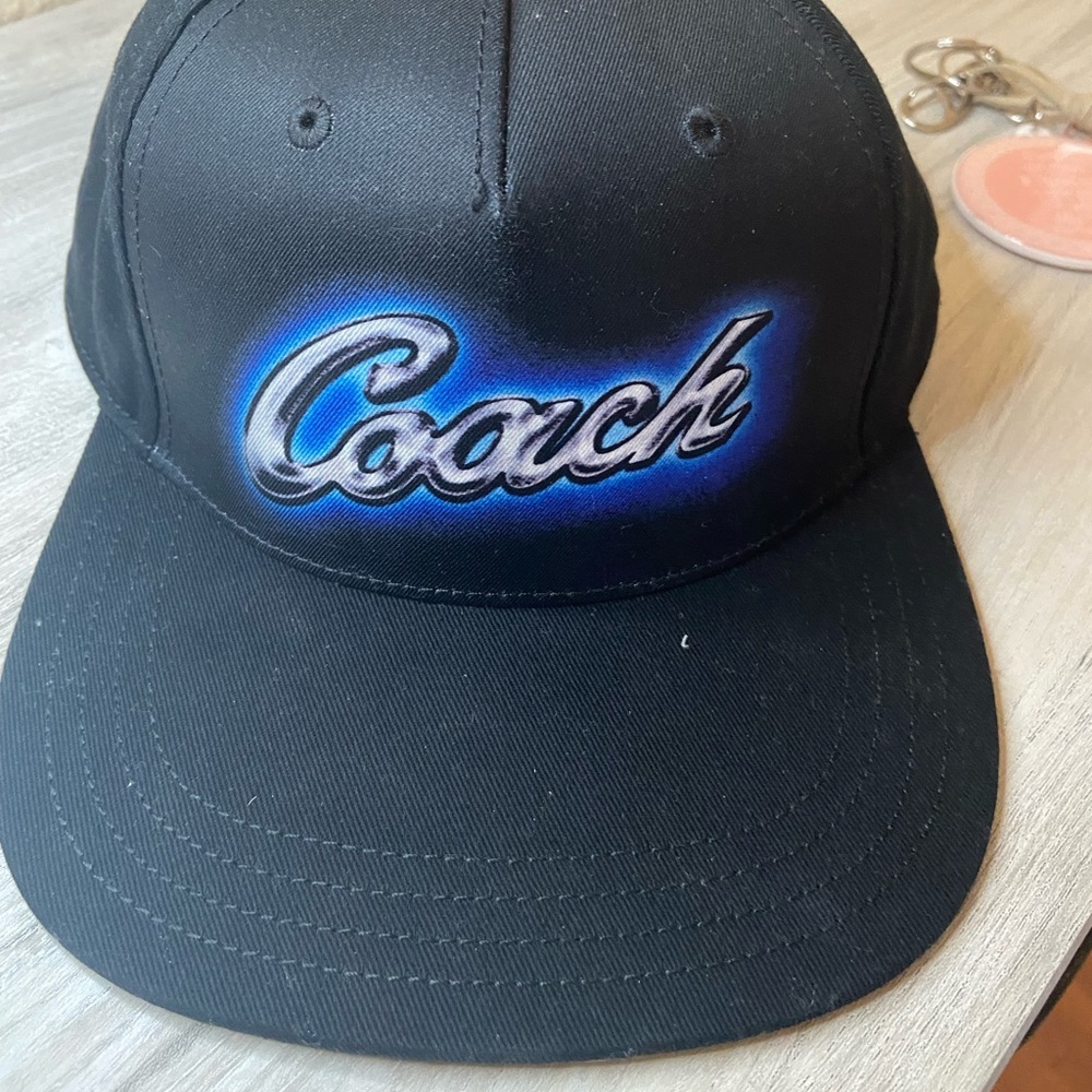 NEW Coach Airbrush Black Flat Brim Snapback Adjustable Hat Cap